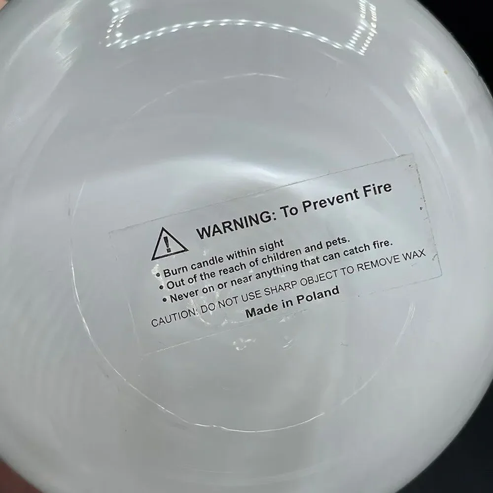 Crate & Barrel White Starburst Etched Glass Votive Candle Holder Poland MCM